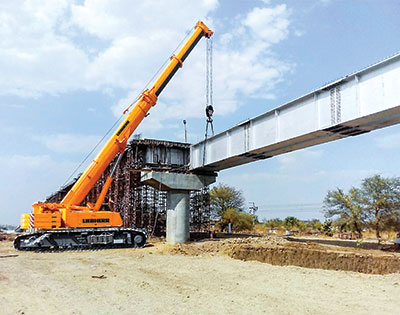 Bridge construction crane work