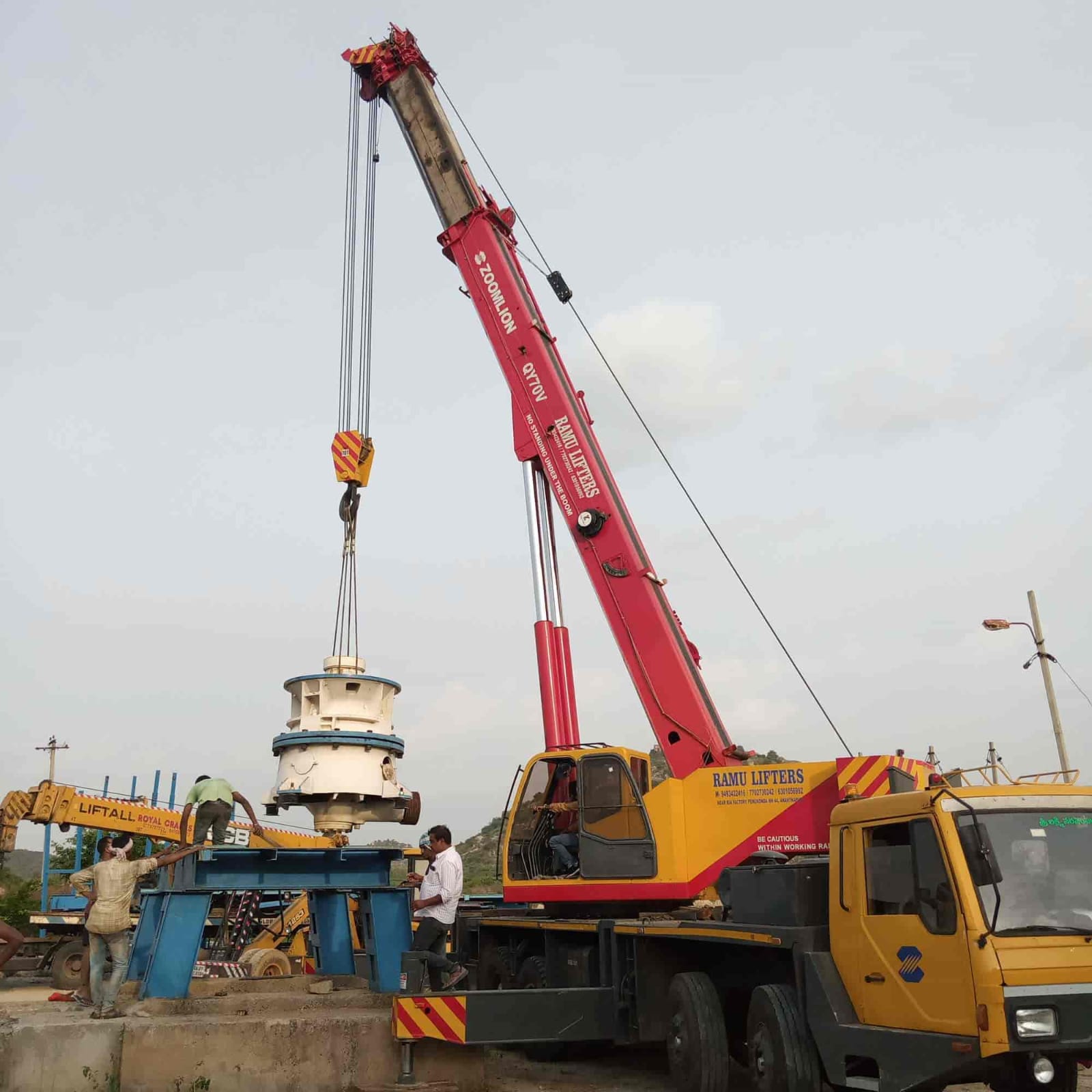 Heavy industrial equipment lifting operation