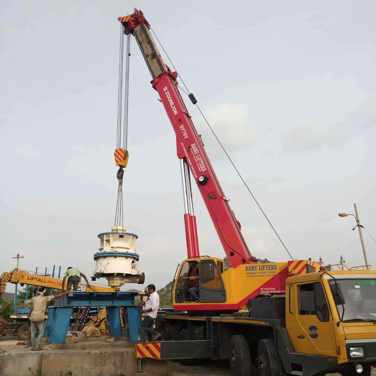 Heavy industrial equipment lifting operation